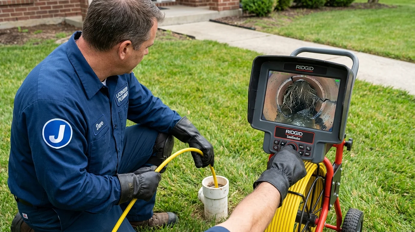 Sewer camera inspection being performed by Johns Plumbing LLC in Odenton